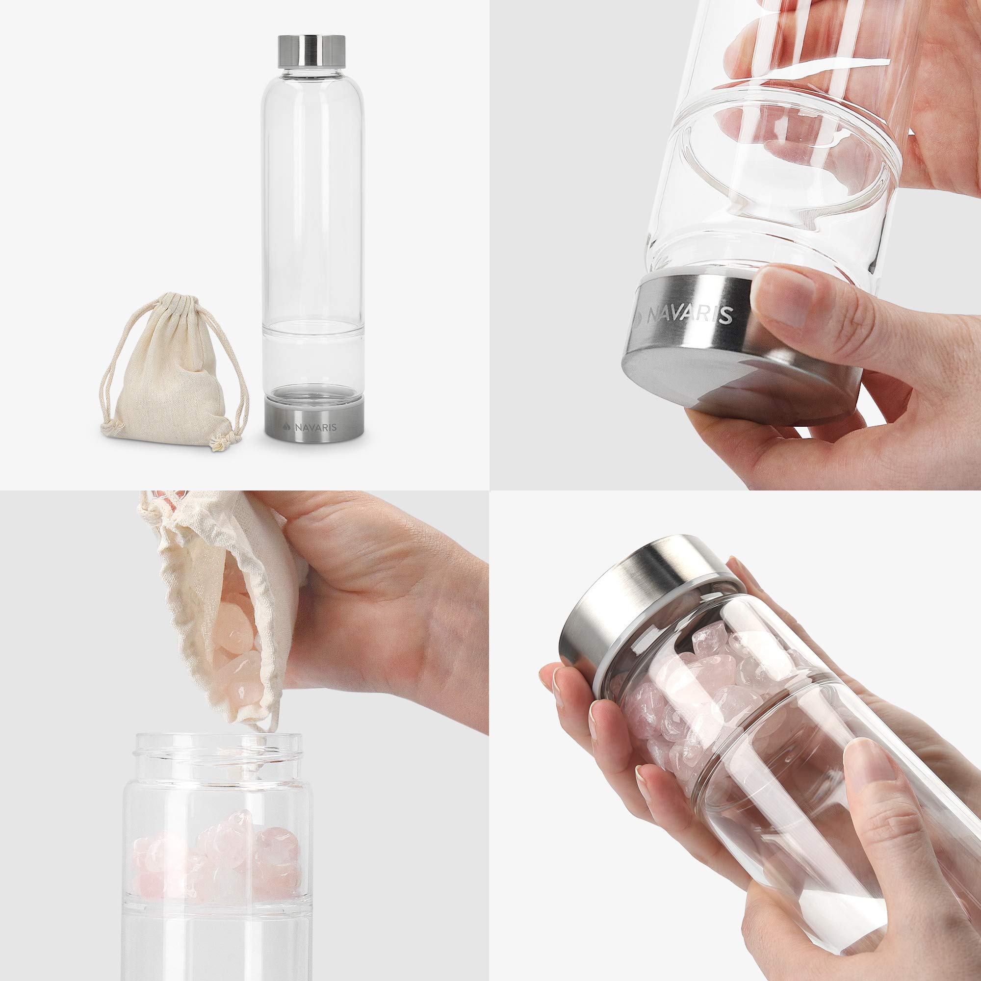 navaris-wasserflasche-glas-420ml-mit-mineralstein-neopren image 4