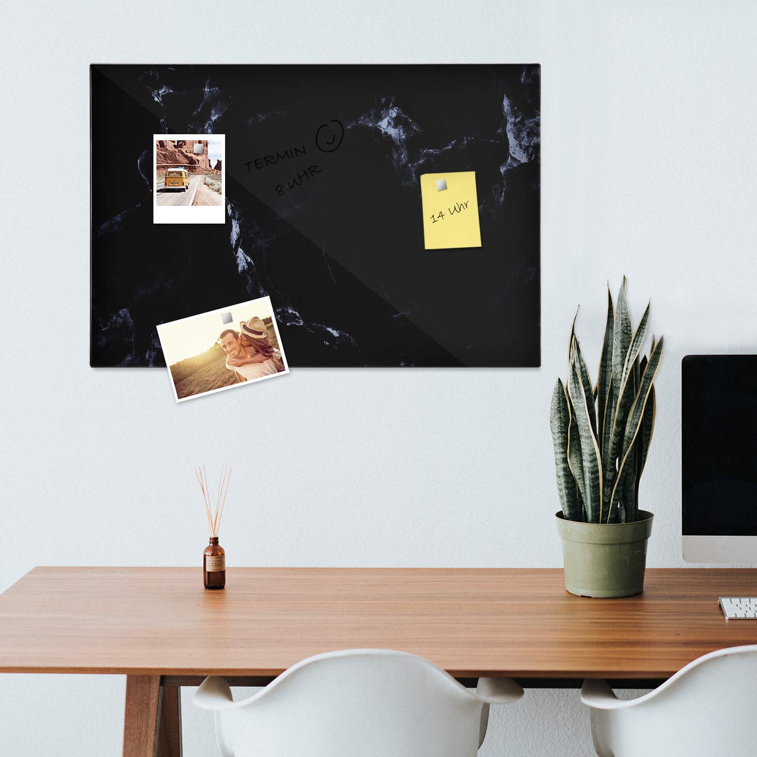 navaris-magnettafel-glas-60x40-schwarz-marmor-beschreibbar image 2