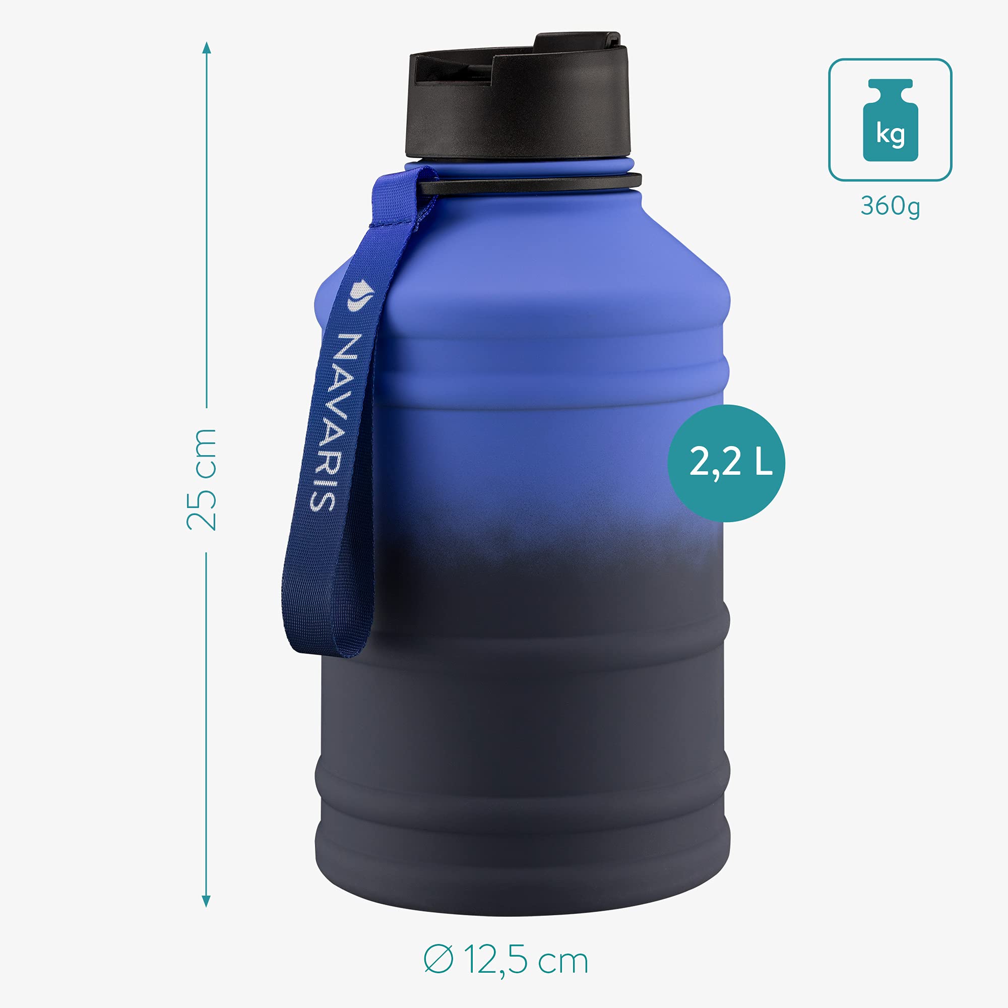 navaris-fitness-trinkflasche-2-2l-edelstahl-sportflasche-bpa-frei image 5