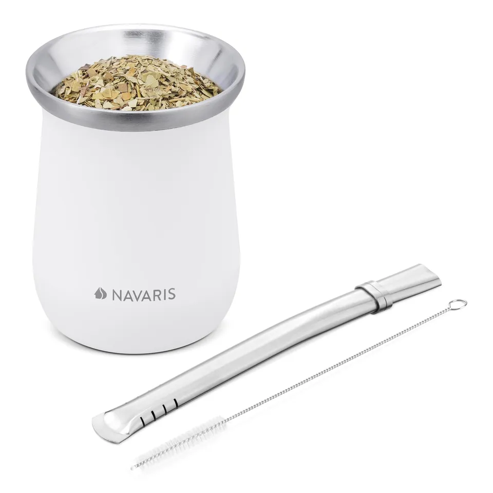 navaris-kitchen-yerba-mate-becher-edelstahl-300ml-wei image 1