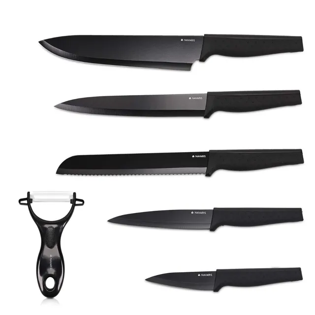 navaris-kitchen-messerset-6-tlg-edelstahl-schwarz-mit-sch-ler image 1