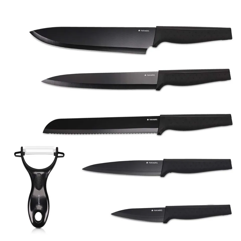 navaris-kitchen-messerset-6-tlg-edelstahl-schwarz-mit-sch-ler image 1