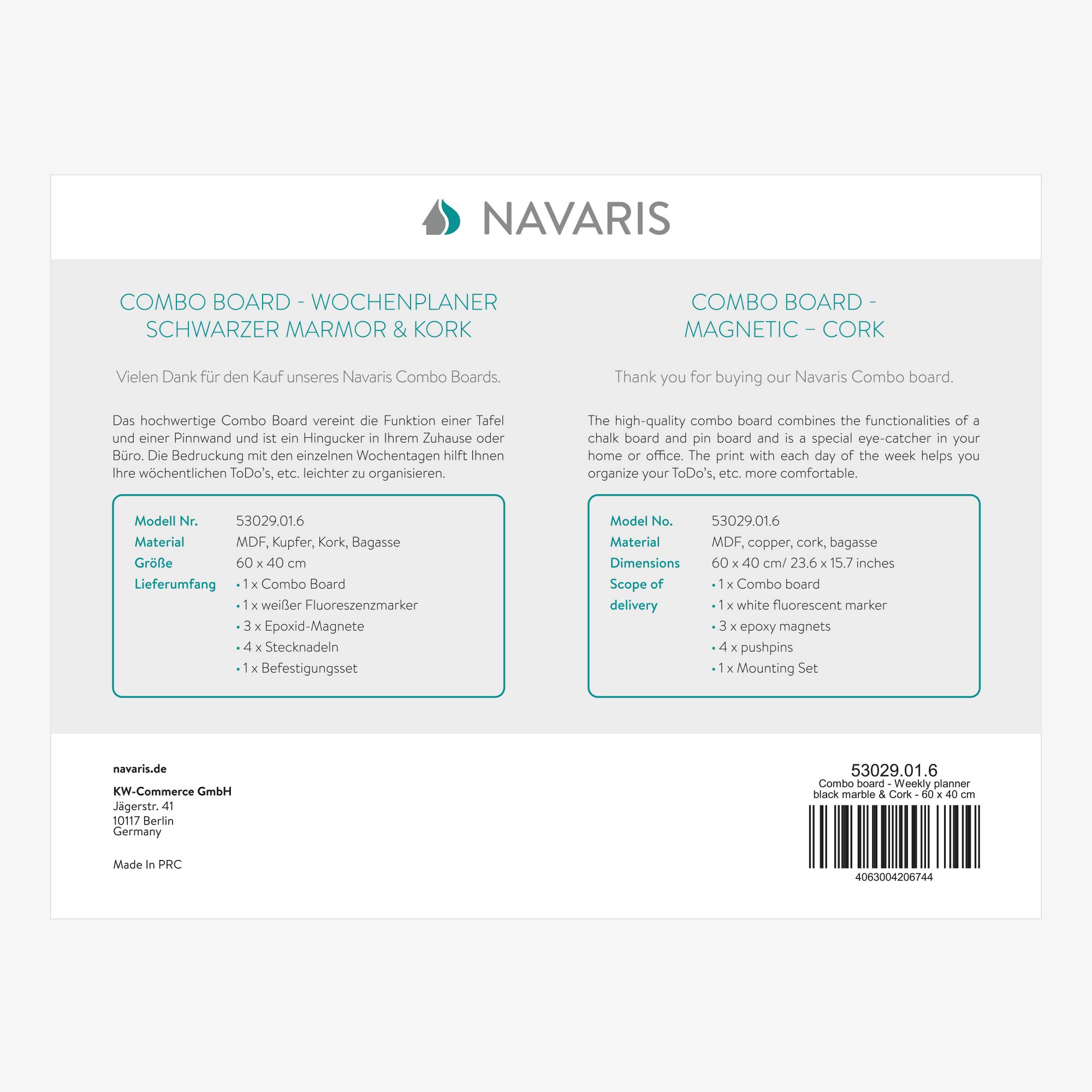 navaris-kombitafel-magnettafel-pinnwand-60x40-mit-zubeh-r image 7