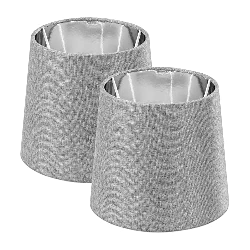 navaris-lampenschirm-e14-2er-set-grau-silber-15-2cm-leinen image 7