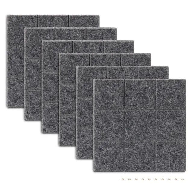 navaris-memoboard-filz-pinnwand-6er-set-grau-30x30cm image 1