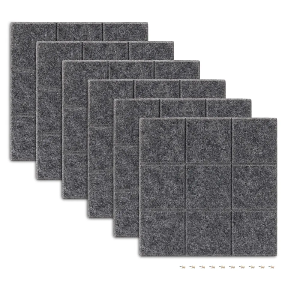 navaris-memoboard-filz-pinnwand-6er-set-grau-30x30cm image 1