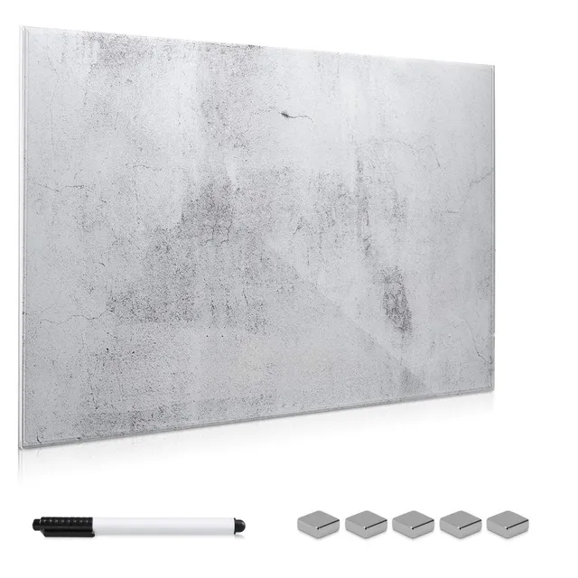 navaris-magnettafel-glas-90x60-cm-beton-optik-beschreibbar image 1