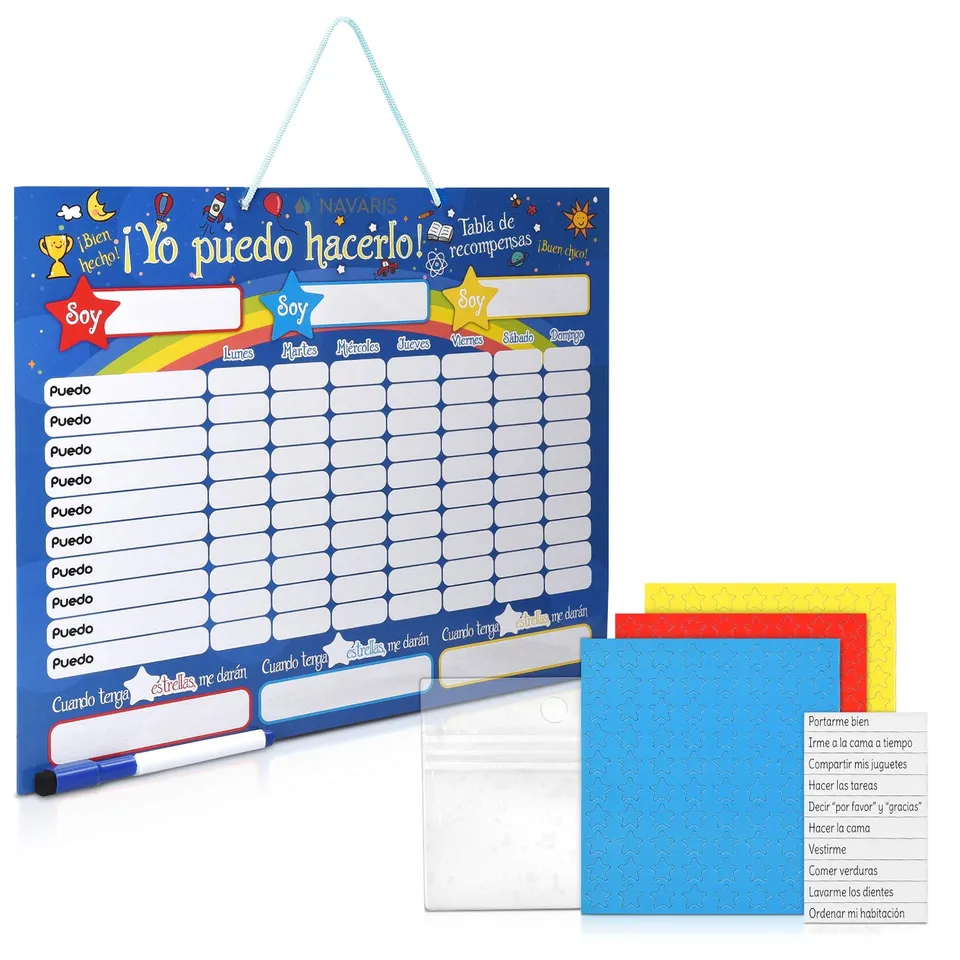 navaris-belohnungstafel-magnetisch-spanisch-40x32-cm-250-sterne image 1