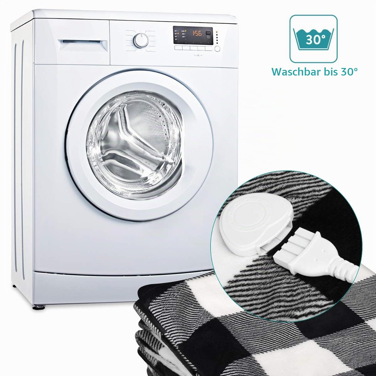 navaris-xxl-poncho-heizdecke-180x130-schwarz-wei-waschbar image 4