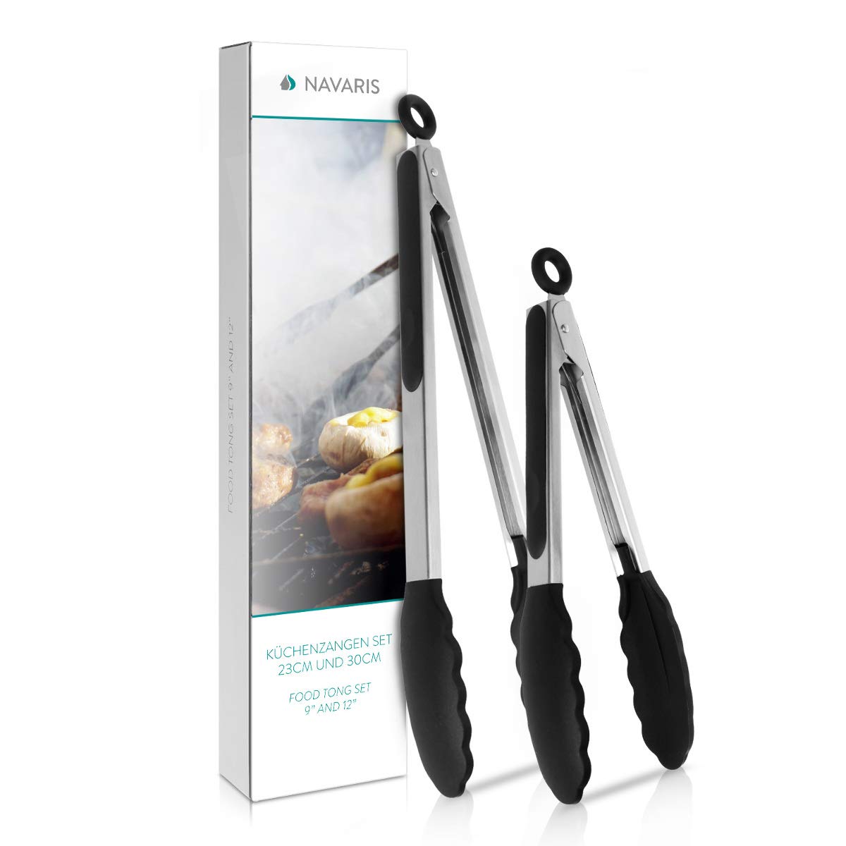 navaris-kitchen-k-chenzange-edelstahl-23-30cm-silikon-schwarz image 7