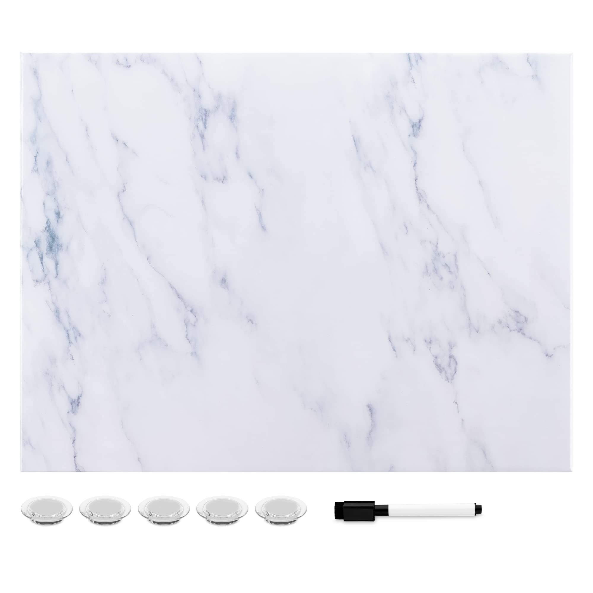navaris-magnettafel-33x43cm-wei-marmor-beschreibbar image 1