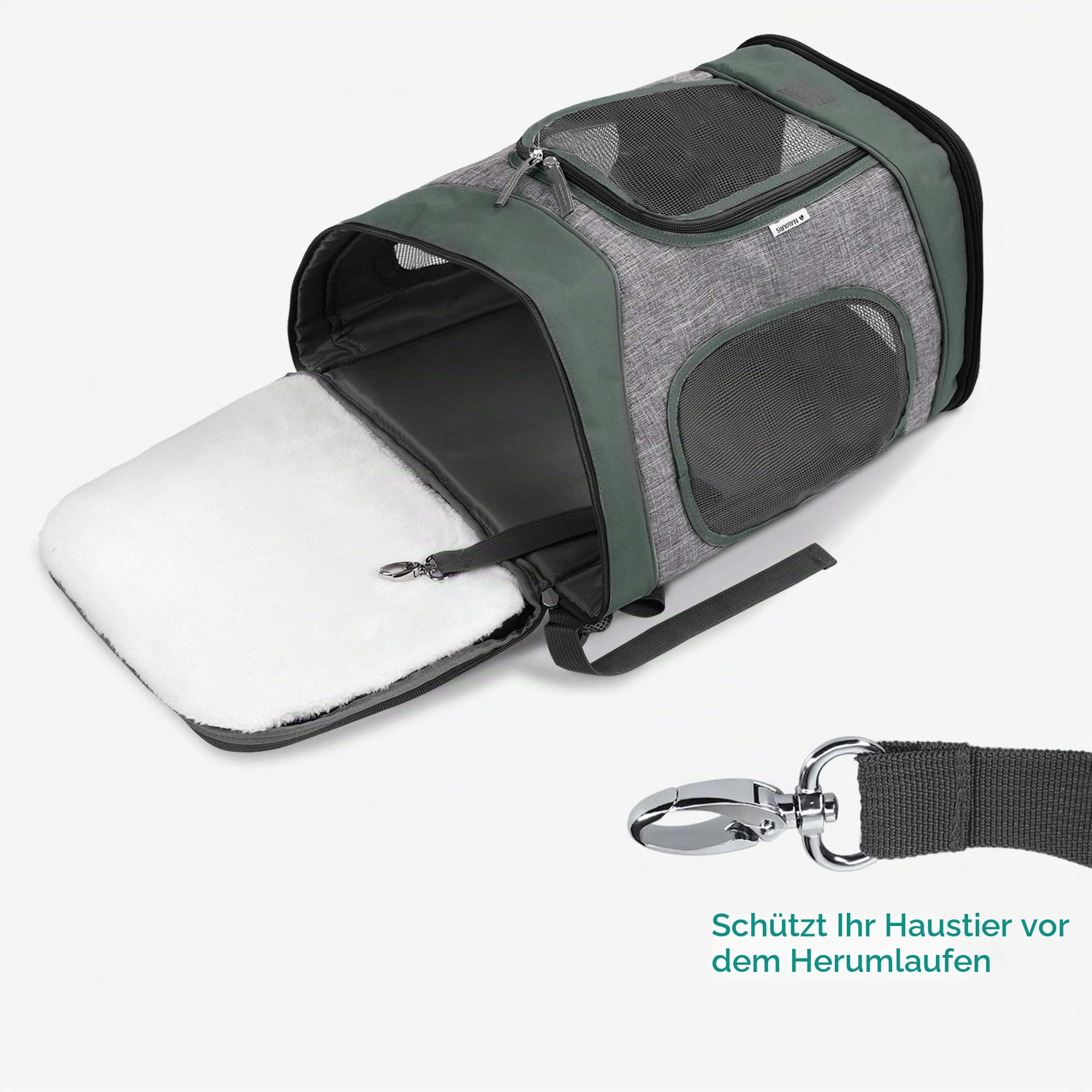 navaris-animals-hunderucksack-grau-15kg-faltbar-gepolstert image 5