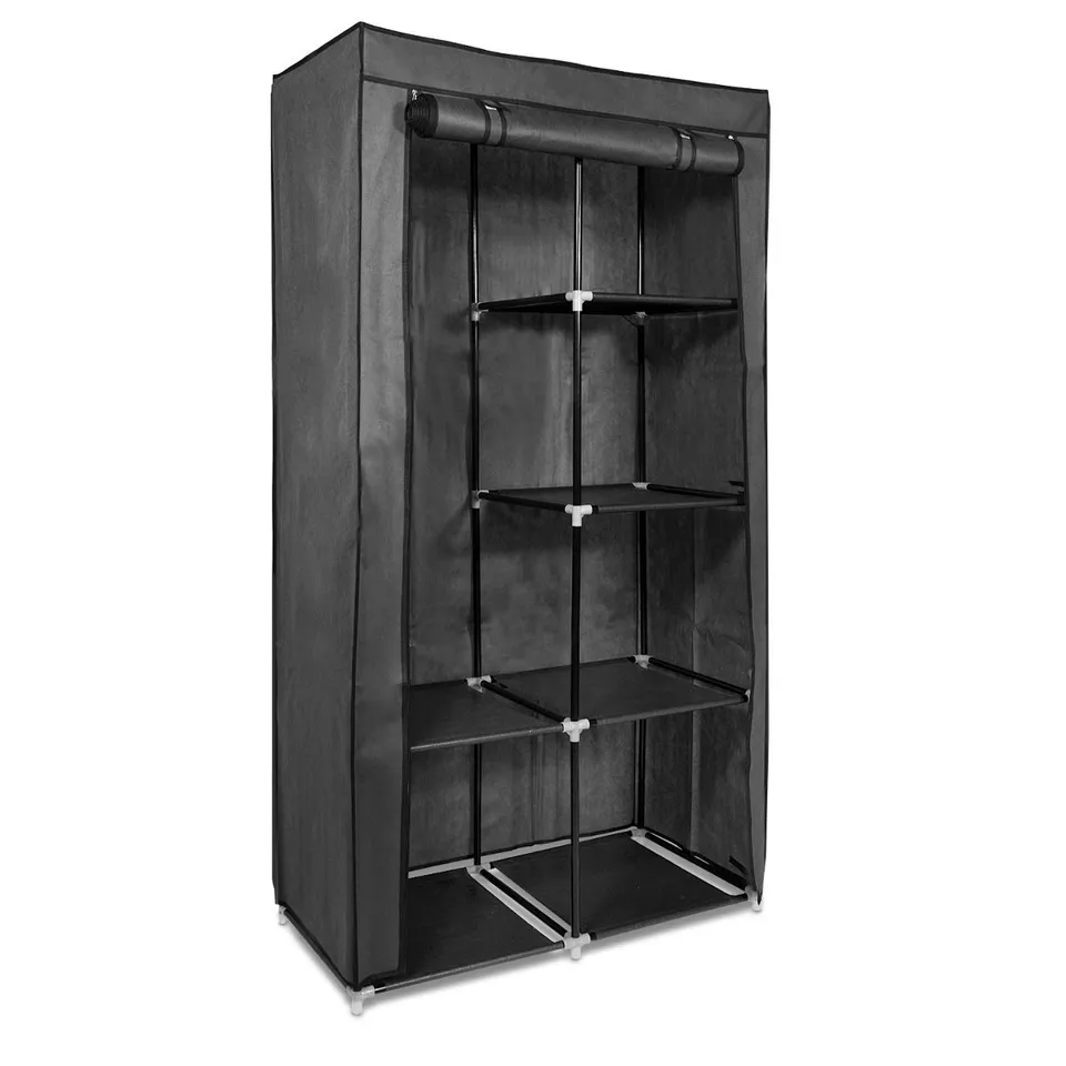 navaris-stoff-kleiderschrank-88x170x45-grau-mit-kleiderstange image 1