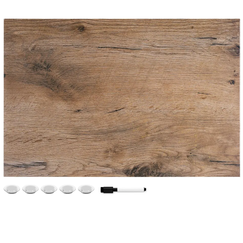 navaris-magnettafel-dunkles-holz-whiteboard-40-6x61-cm-mit-marker image 1