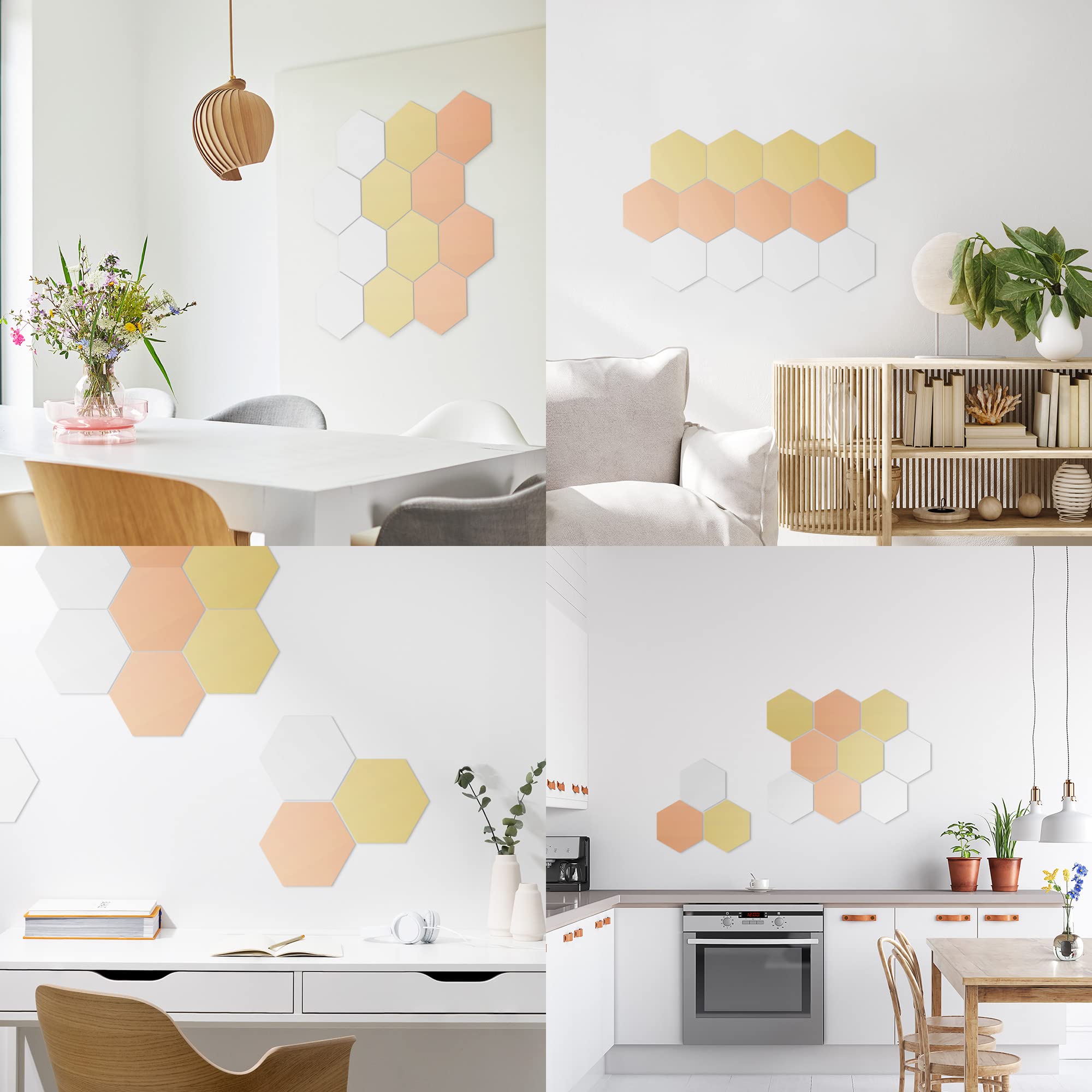 navaris-living-acrylic-hexagon-tiles-12er-set-b-gold-silber-bronze image 2