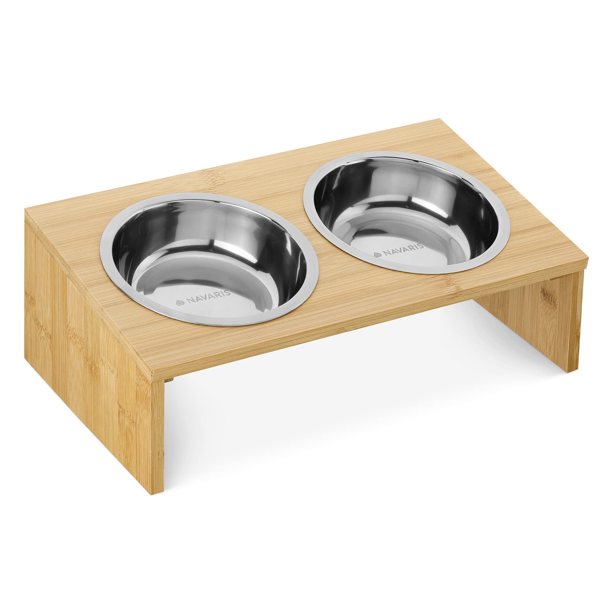 navaris-animals-futterstation-futternapf-edelstahl-bambus-2x400ml image 1