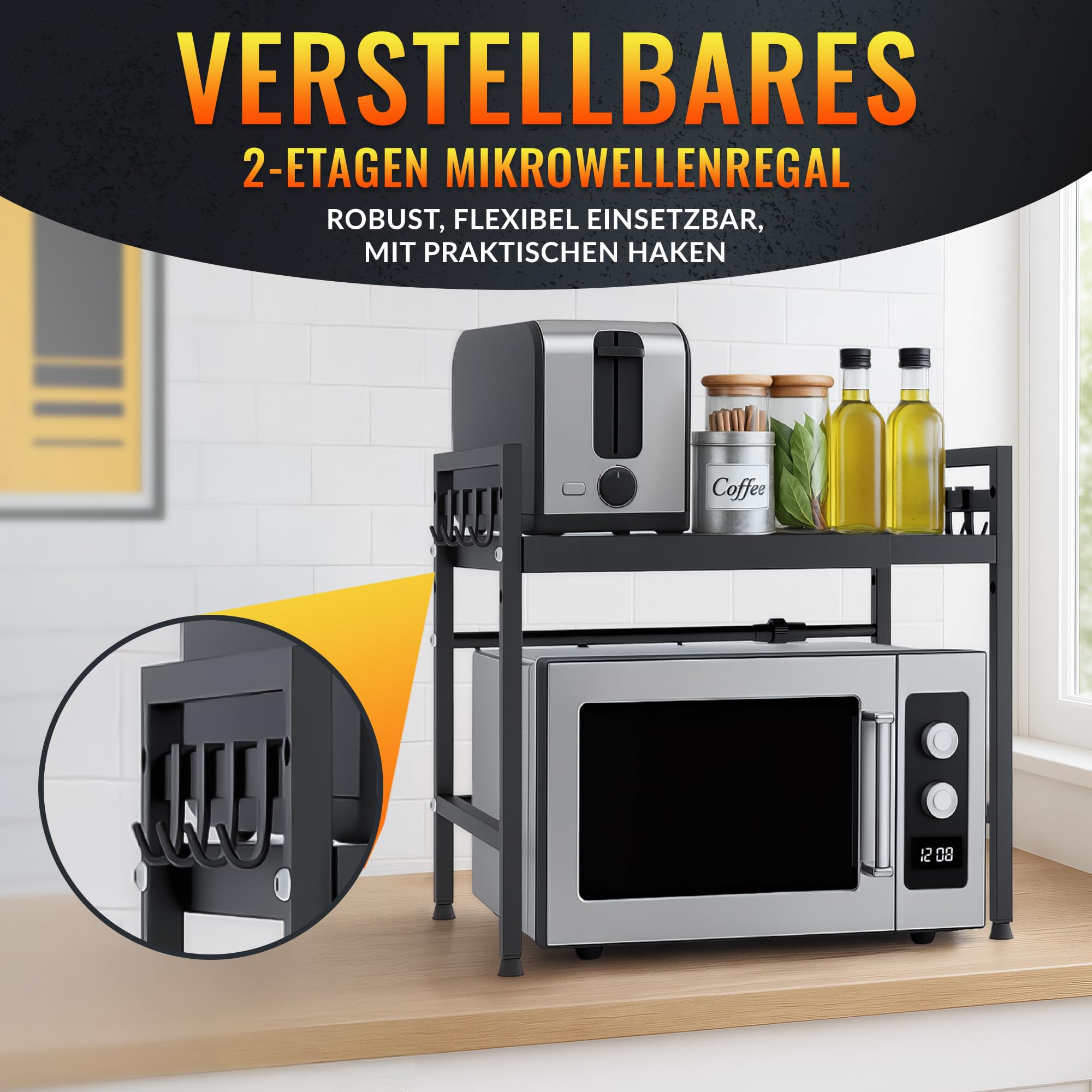 allyson-mikrowellenregal-2-stufig-verstellbar-eisen-mit-haken image 3