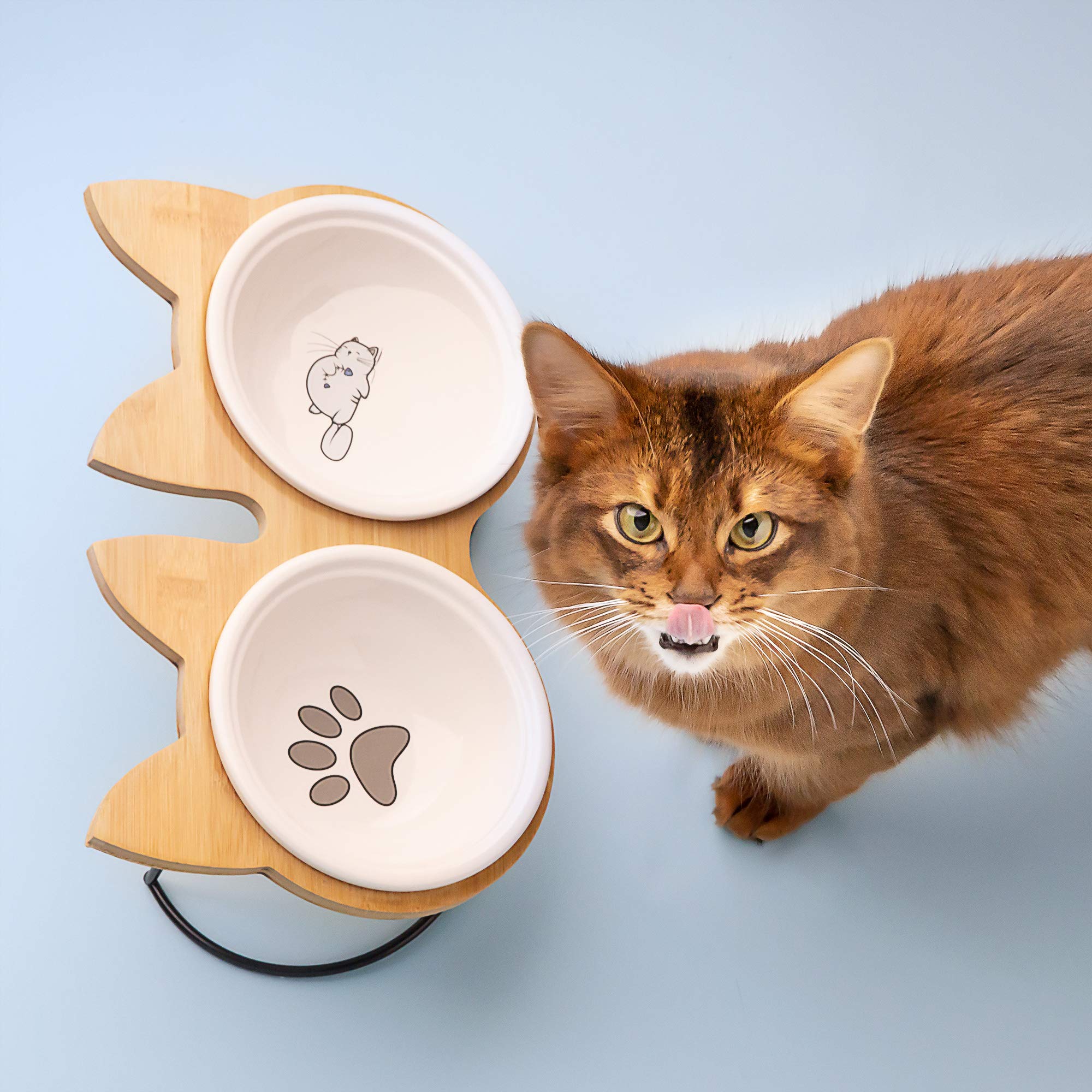 navaris-futternapf-katze-keramik-bambus-halter-futterstation image 2
