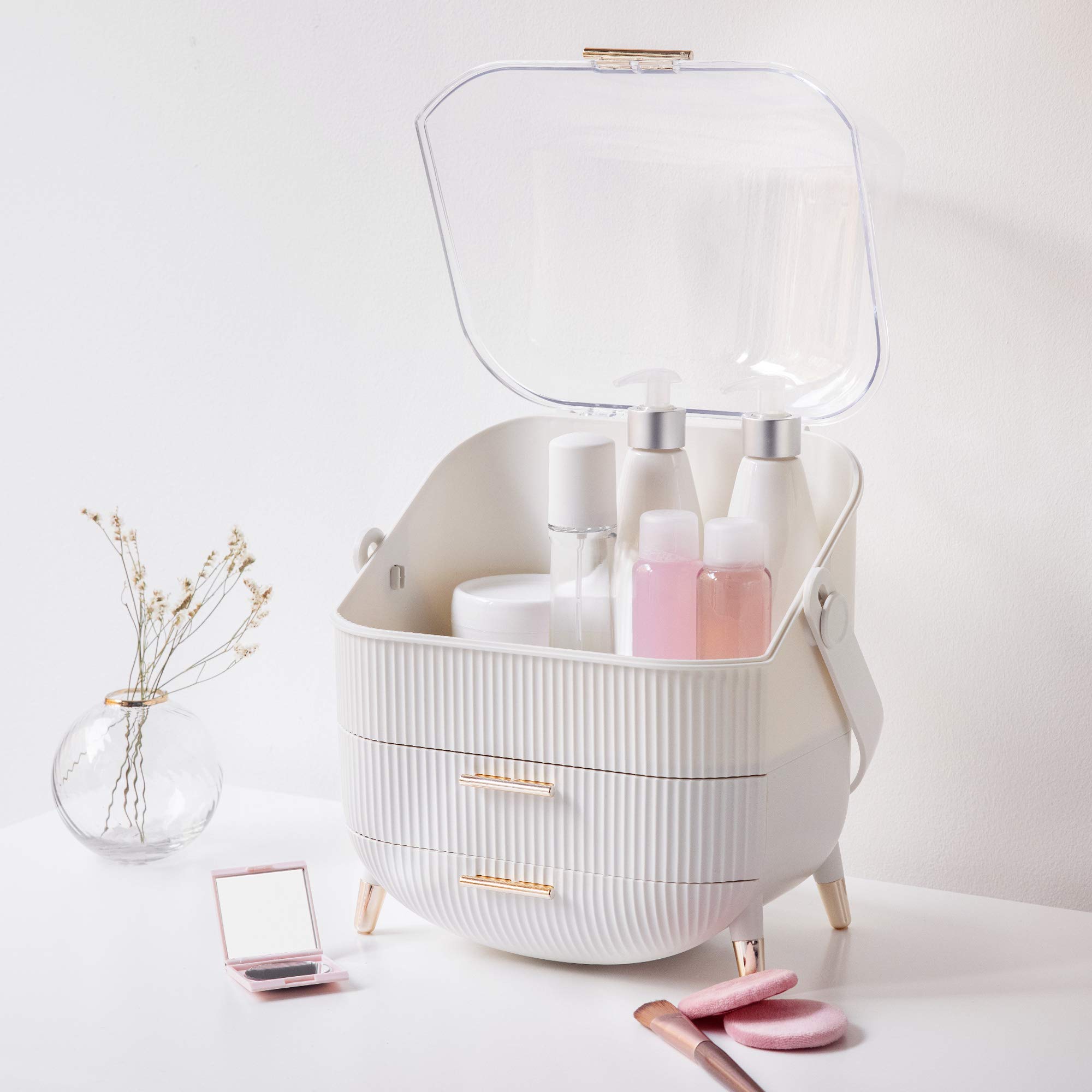 navaris-beauty-make-up-organizer-wei-mit-2-schubladen-29x20x34cm image 2