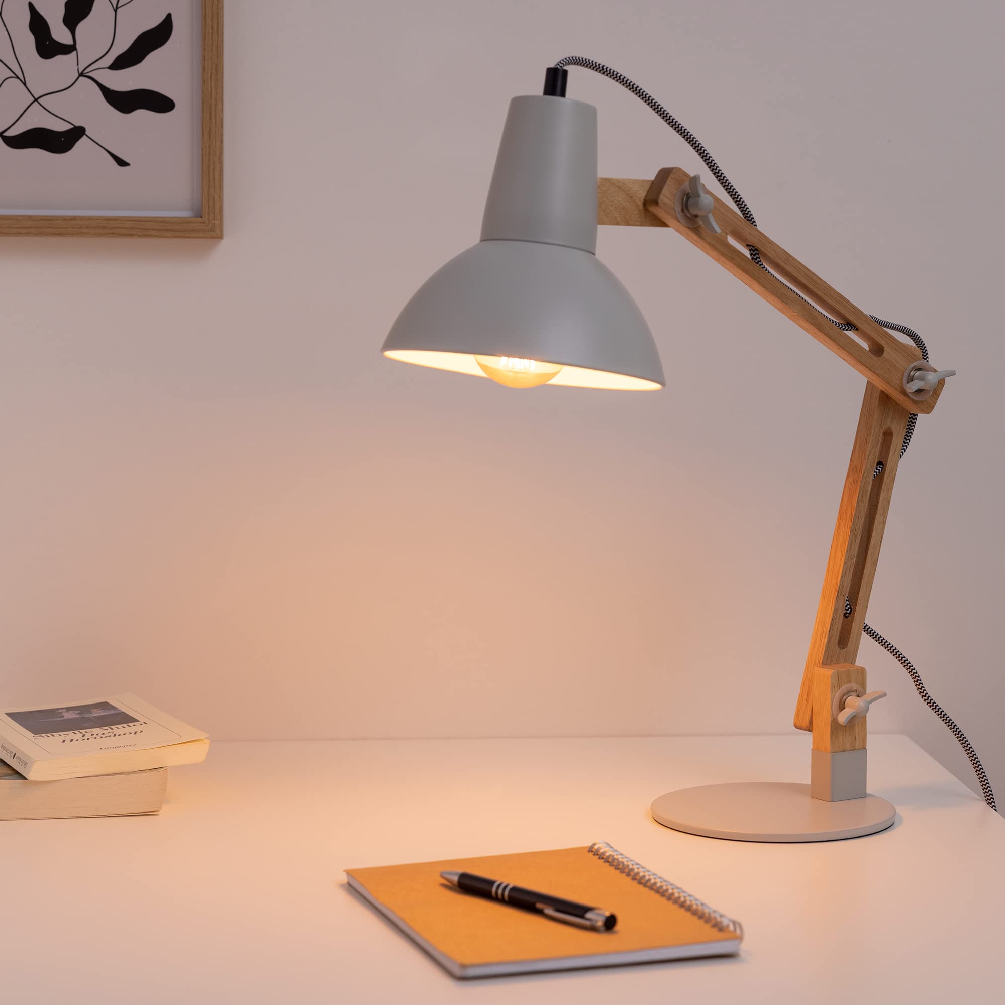 navaris-lighting-holz-schreibtischlampe-e27-hellgrau-verstellbar image 2