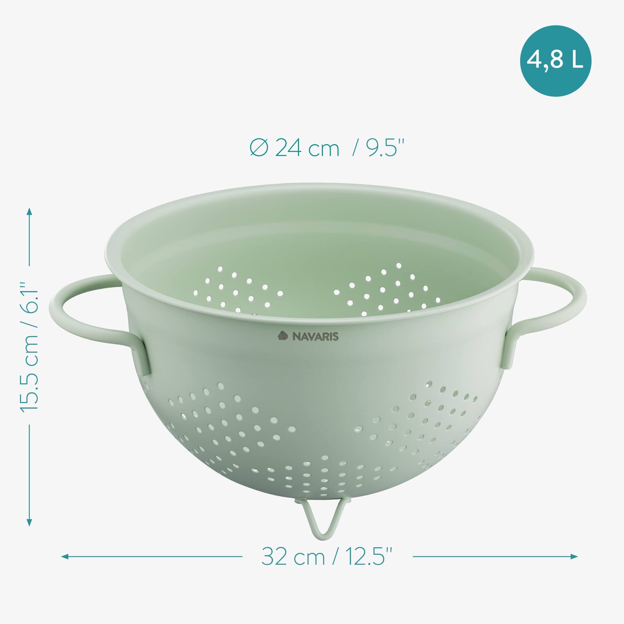 navaris-nudelsieb-edelstahl-24-cm-mintgr-n-mit-f-en image 4