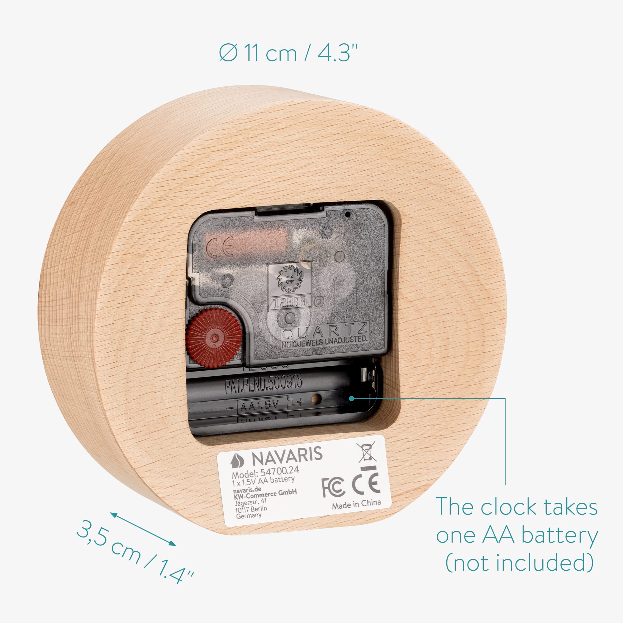 navaris-living-tischuhr-holz-hellbraun-analog-lautlos-11-cm image 5