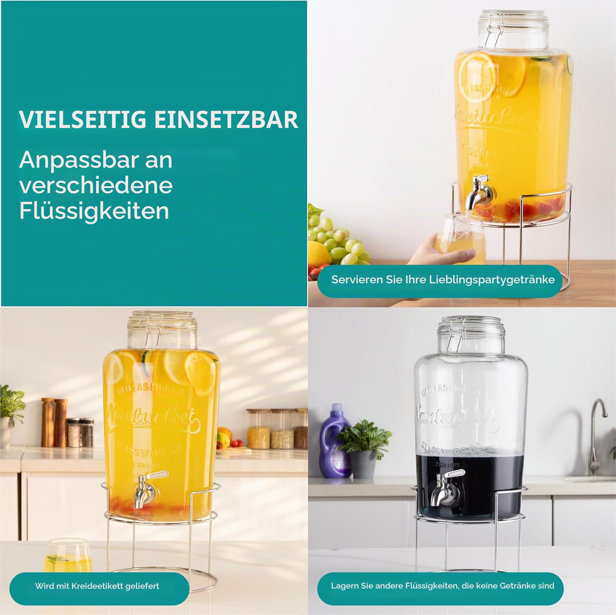 navaris-kitchen-getr-nkespender-glas-8-liter-metallst-nder image 3