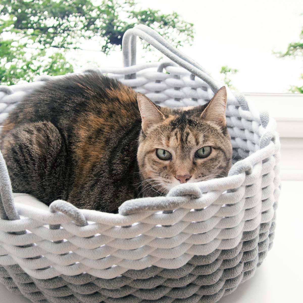 navaris-katzenkorb-stoff-korboptik-mit-kissen-38cm image 2
