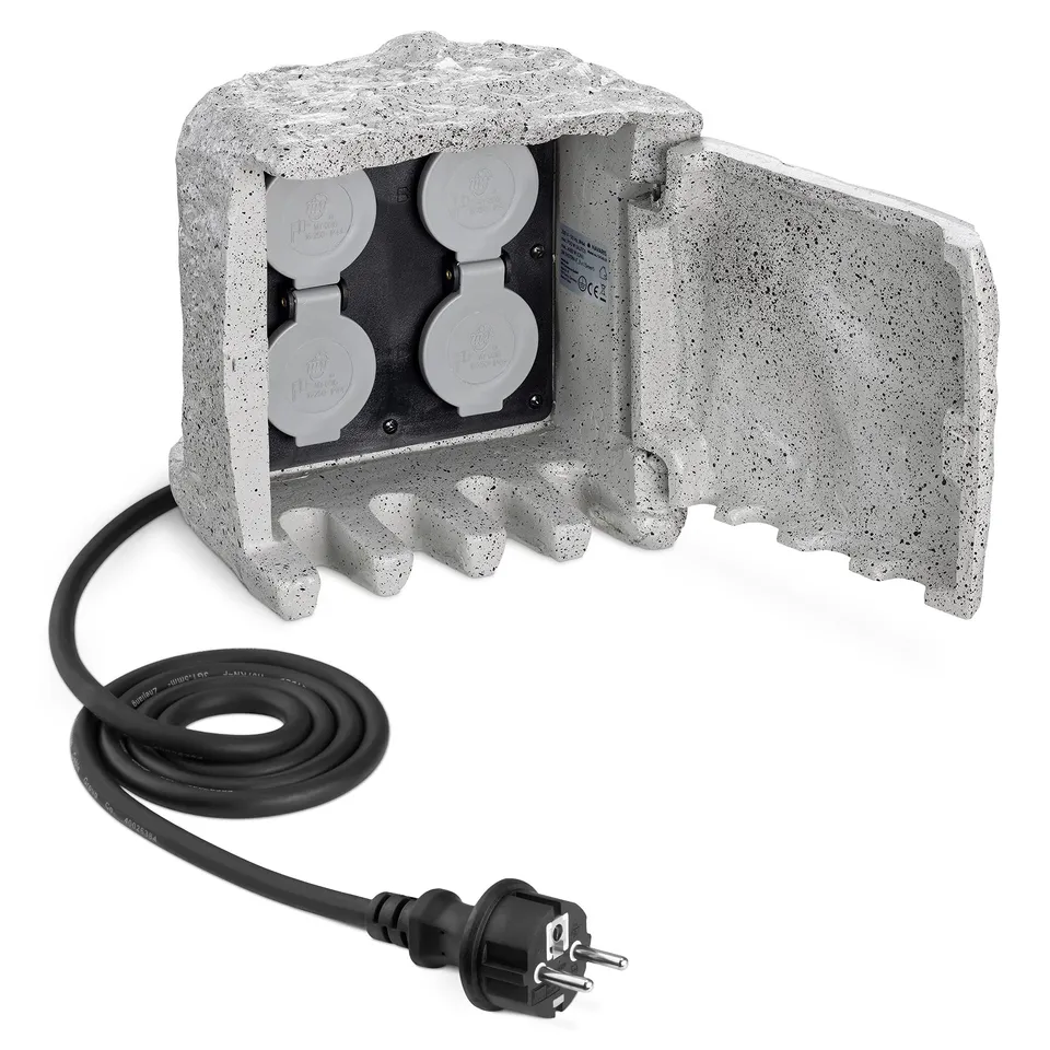 navaris-garten-steckdose-steinoptik-4-fach-ip44-3680w image 1