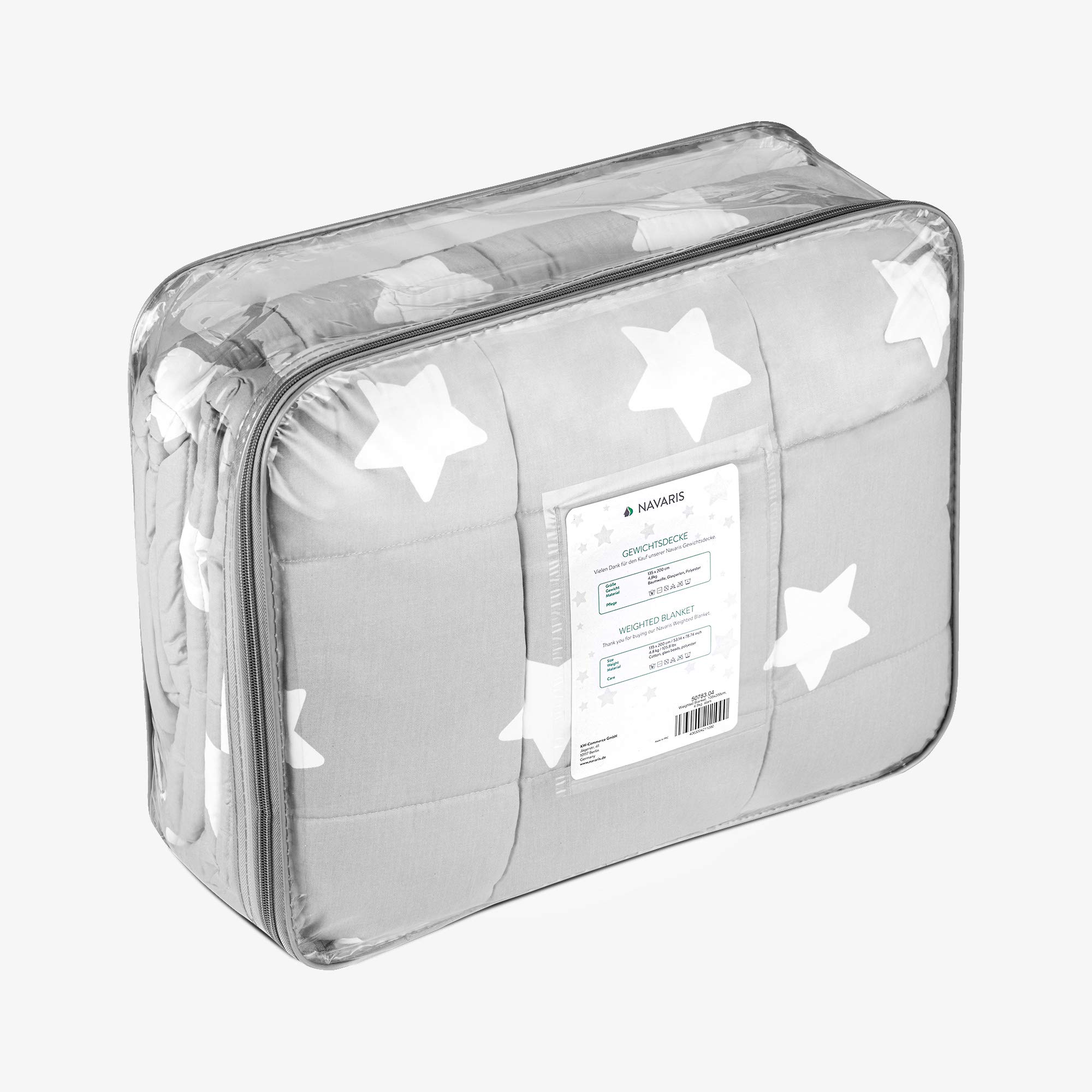 navaris-living-gewichtsdecke-135x200-4-8kg-baumwolle-sterne image 7