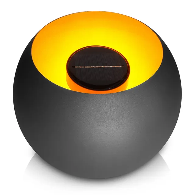 navaris-lighting-led-solar-feuerschale-gartenleuchte-grau-25cm image 1