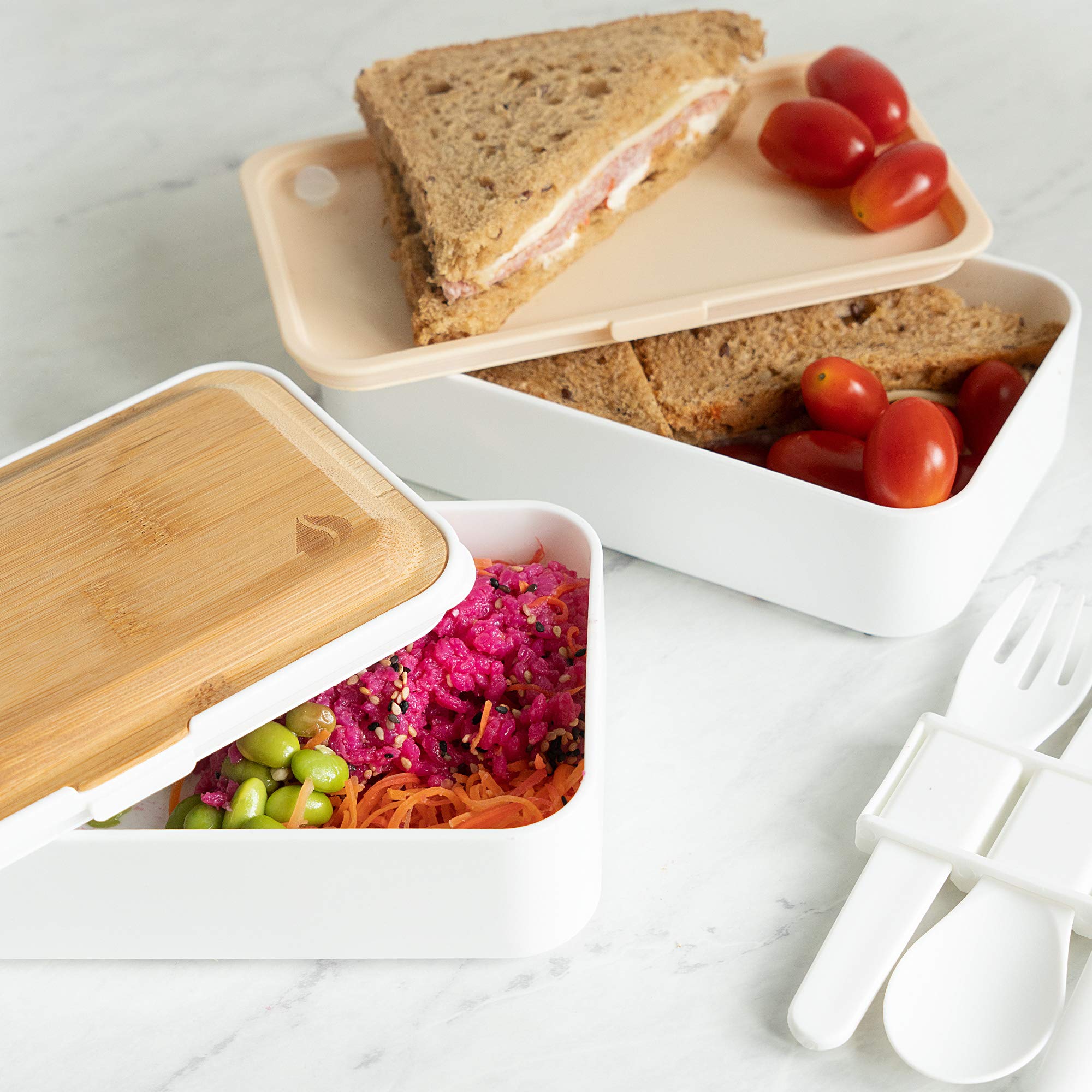 navaris-bento-box-lunchbox-mit-besteck-wei-2x-1200ml-luftdicht image 2