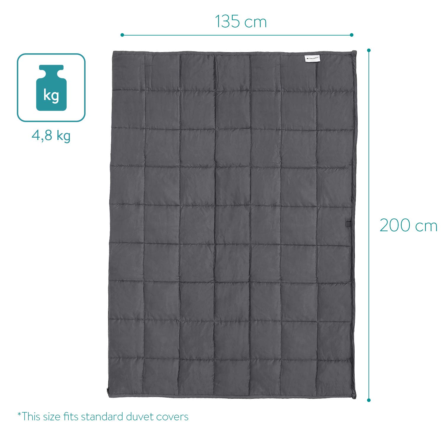 navaris-living-gewichtsdecke-135x200-cm-4-8-kg-grau-baumwolle image 4