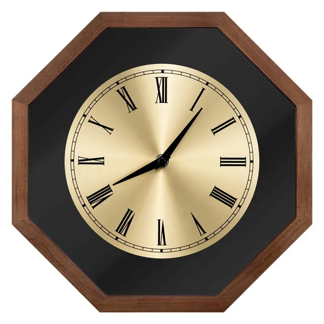 navaris-living-wanduhr-holz-achteck-30x30-dunkelbraun-analog image 1