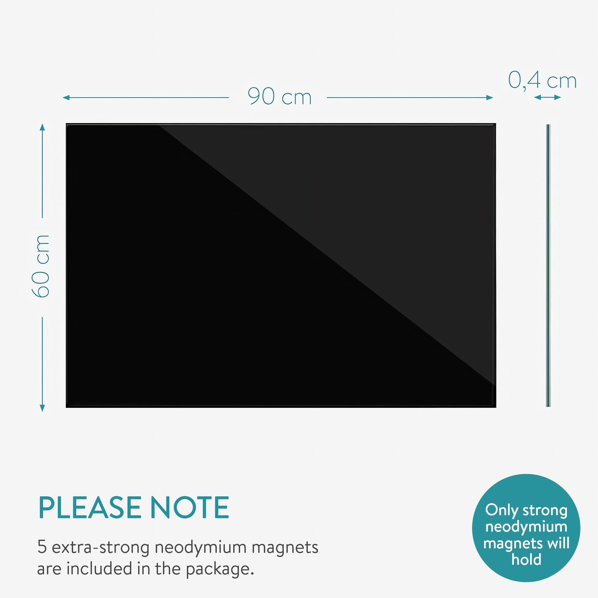 navaris-magnettafel-glas-90x60-cm-schwarz-mit-zubeh-r image 6