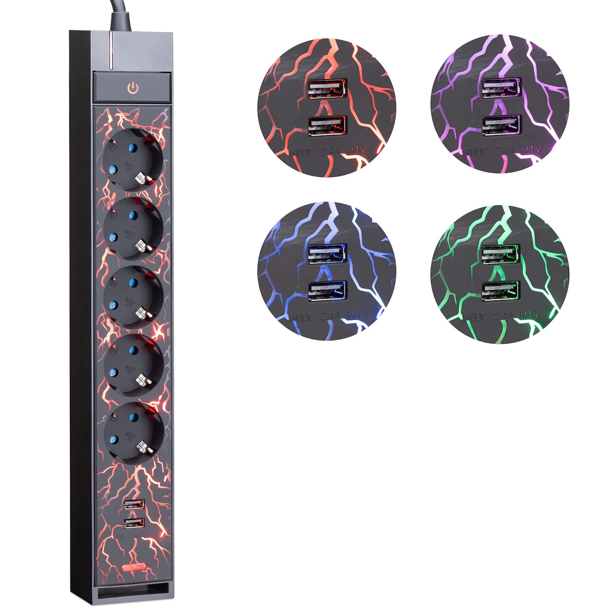 navaris-lighting-steckdosenleiste-5-fach-led-usb-schwarz image 5