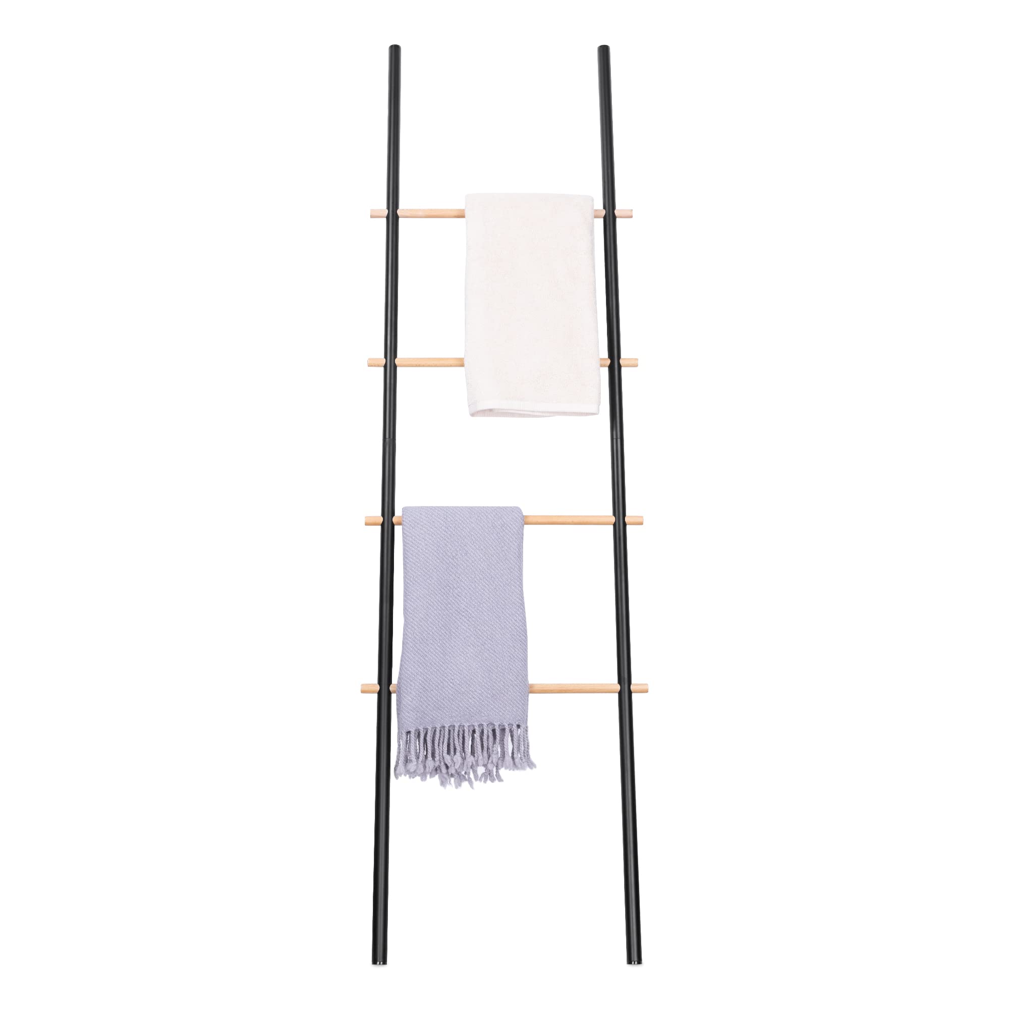 navaris-handtuchleiter-eisen-holz-schwarz-170x50-cm-4-stufig image 5