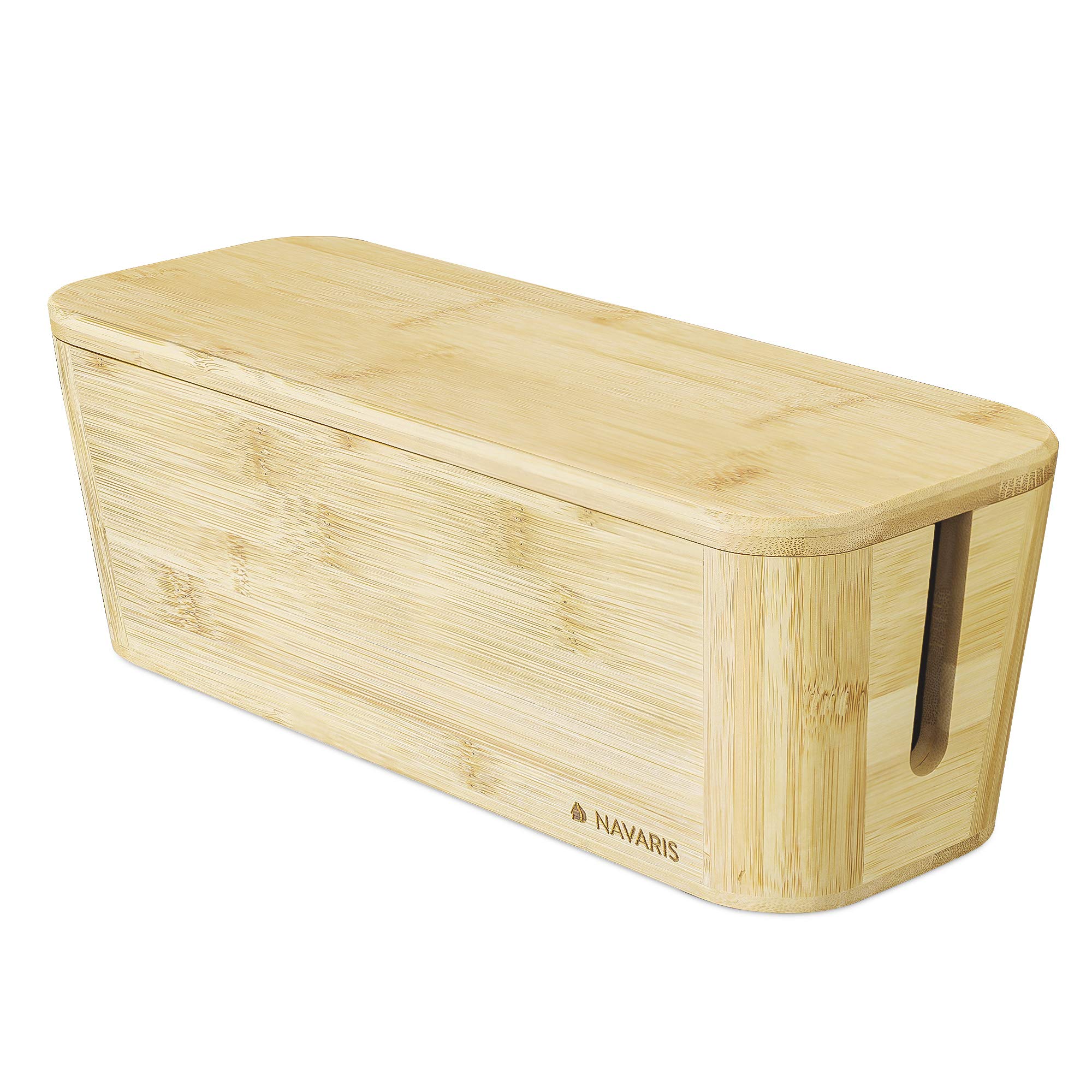 navaris-kabelbox-bambus-natur-32x12cm-kabelaufbewahrung-deckel image 8