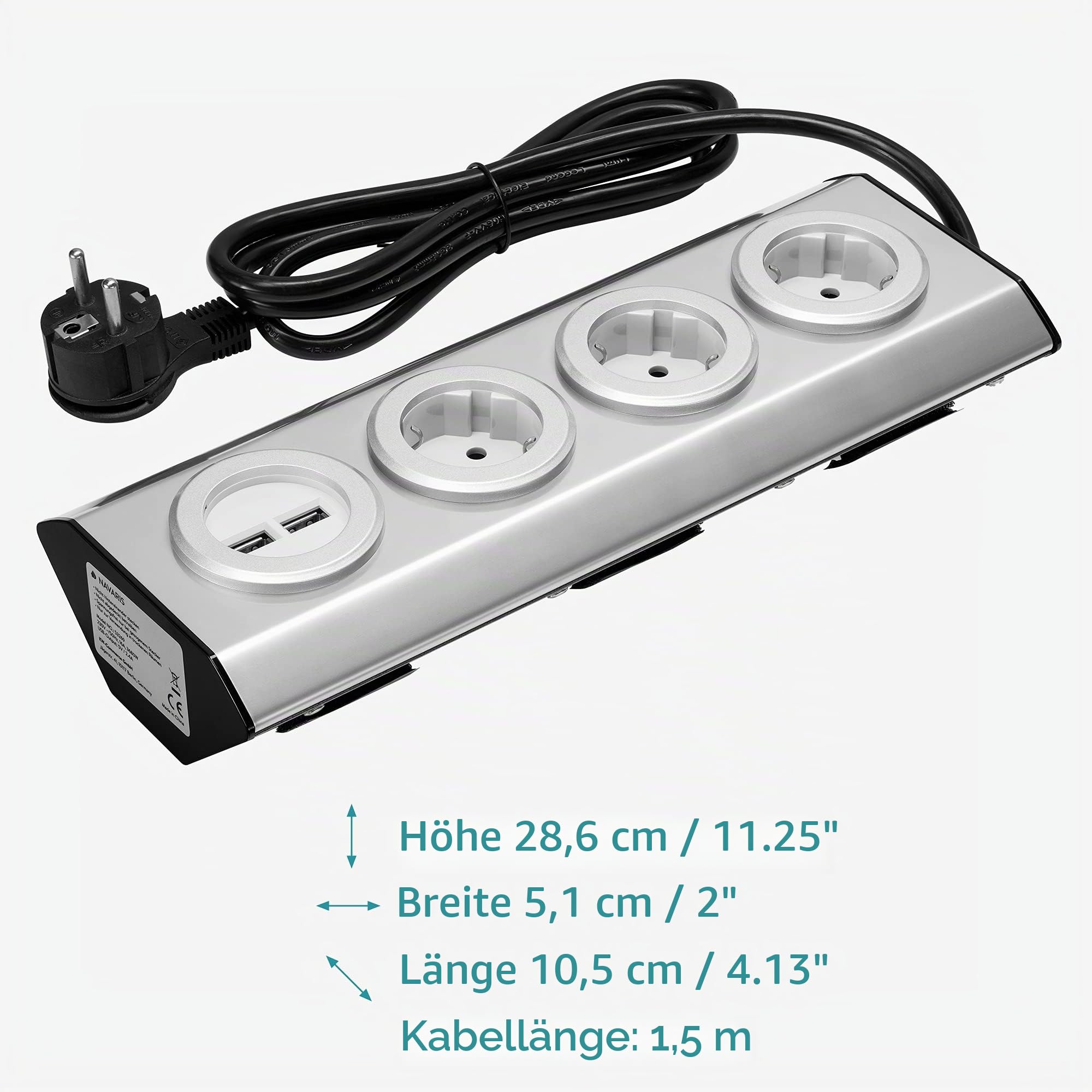 navaris-office-k-chensteckdose-3-fach-edelstahl-usb-silber image 6