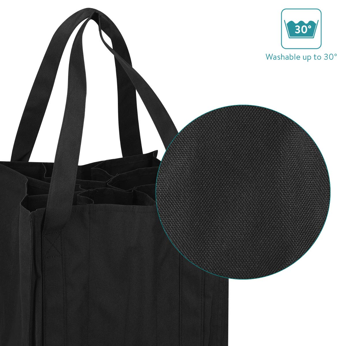 navaris-bottlebag-flaschentasche-9-f-cher-27cm-schwarz image 6