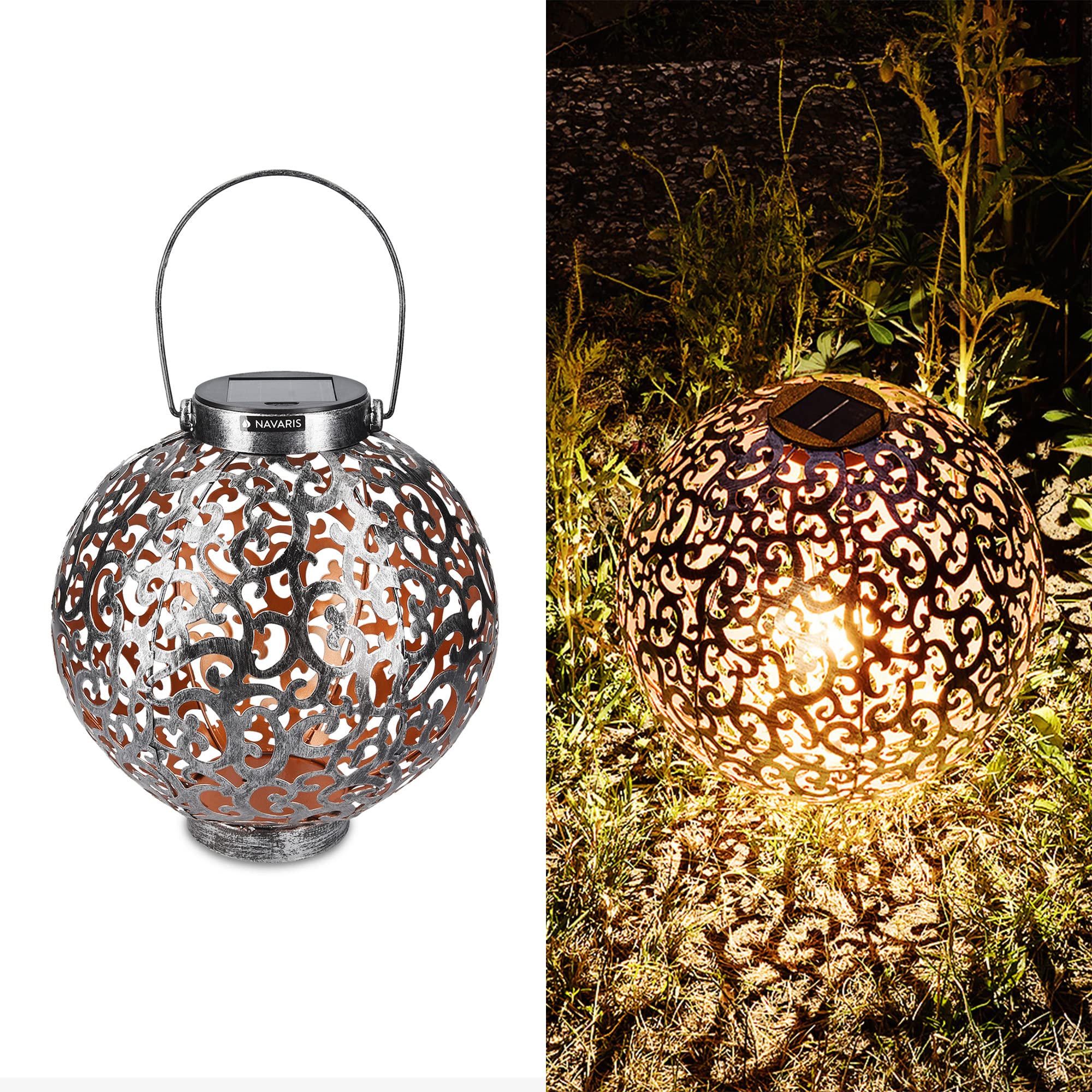 navaris-lighting-led-solarlaterne-metall-21-cm-silber image 1