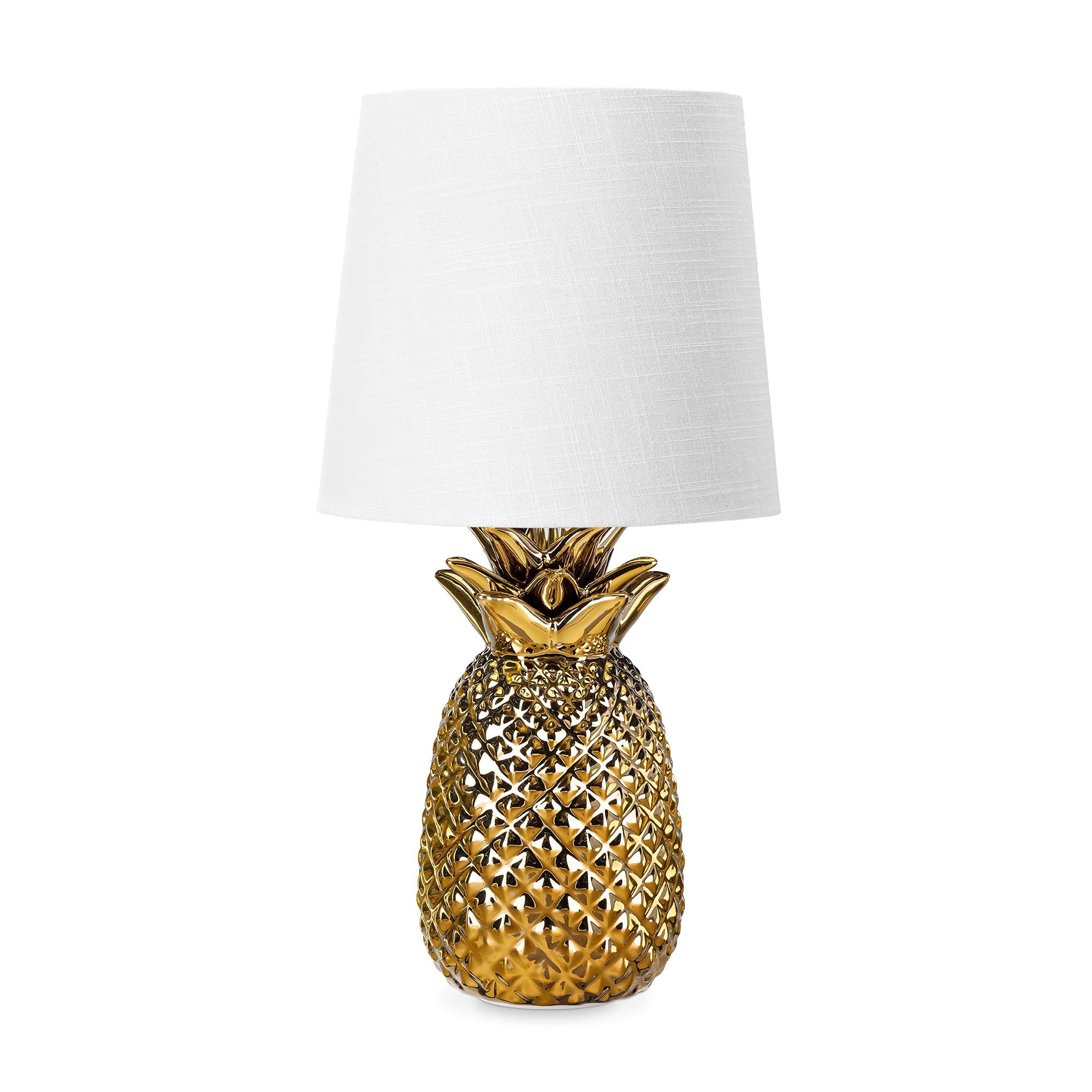 navaris-tischlampe-ananas-35cm-keramiklampe-e14-gold-wei image 6