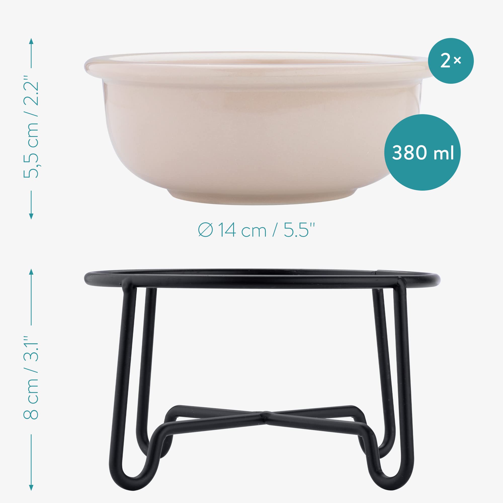 navaris-fressnapf-keramik-2x-mit-st-nder-grau-beige image 4