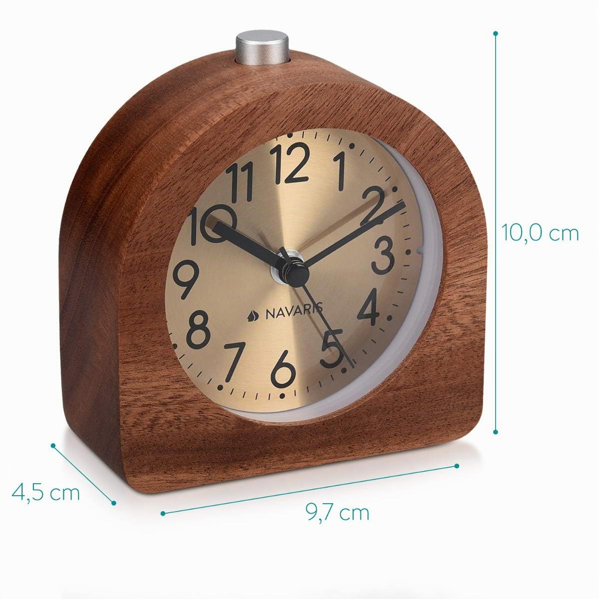 navaris-holzwecker-analog-dunkelbraun-lautlos-mit-snooze-licht image 4