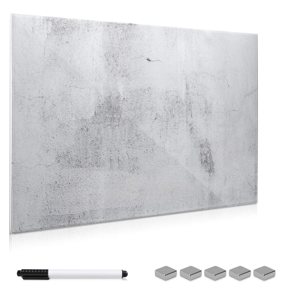 navaris-magnettafel-glas-90x60-cm-beton-optik-beschreibbar image 1