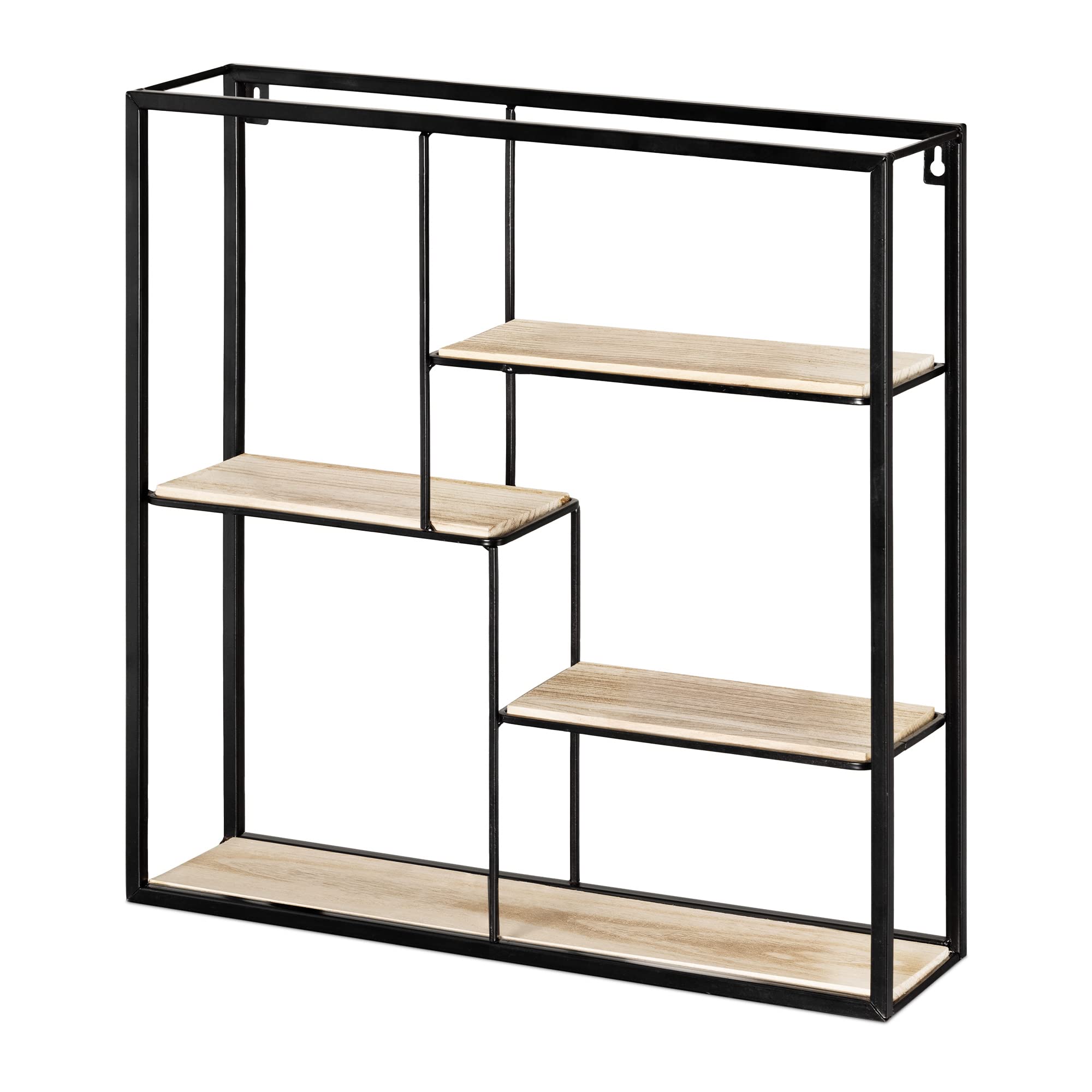 navaris-kitchen-wandregal-metall-holz-46x46x11cm-schwarz-industrial image 7