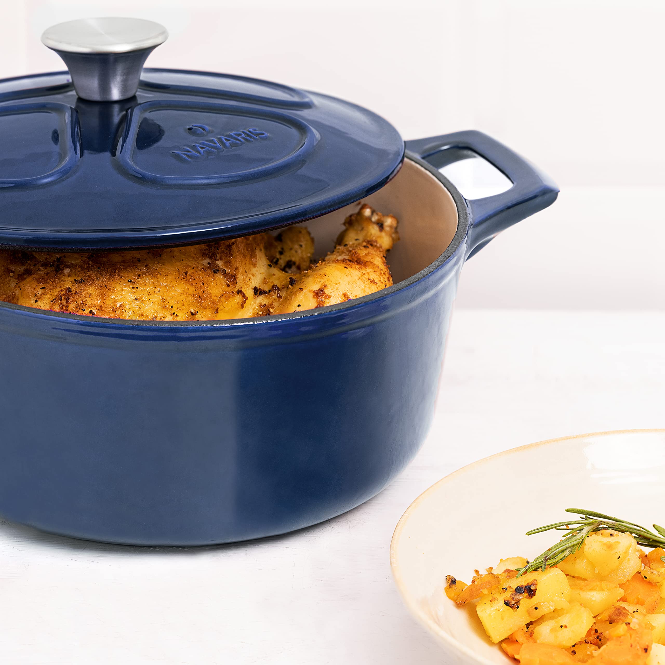 navaris-kitchen-gusseisen-topf-3-5l-24cm-dunkelblau-emaille image 6