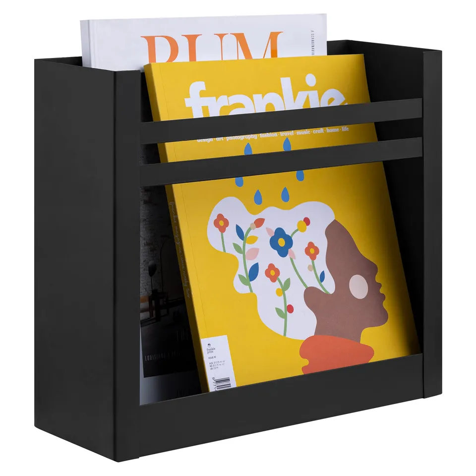 navaris-living-zeitungshalter-wand-eisen-schwarz-30x27cm image 1