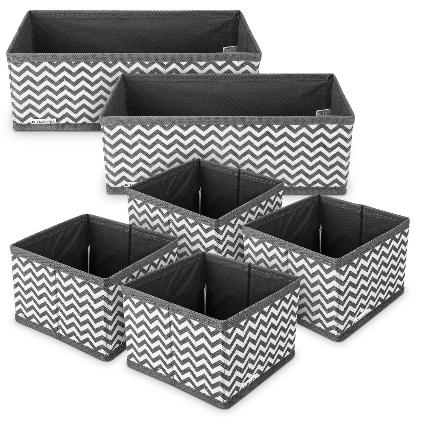 navaris-aufbewahrungsboxen-6er-stoffbox-zick-zack-faltbar-grau image 8