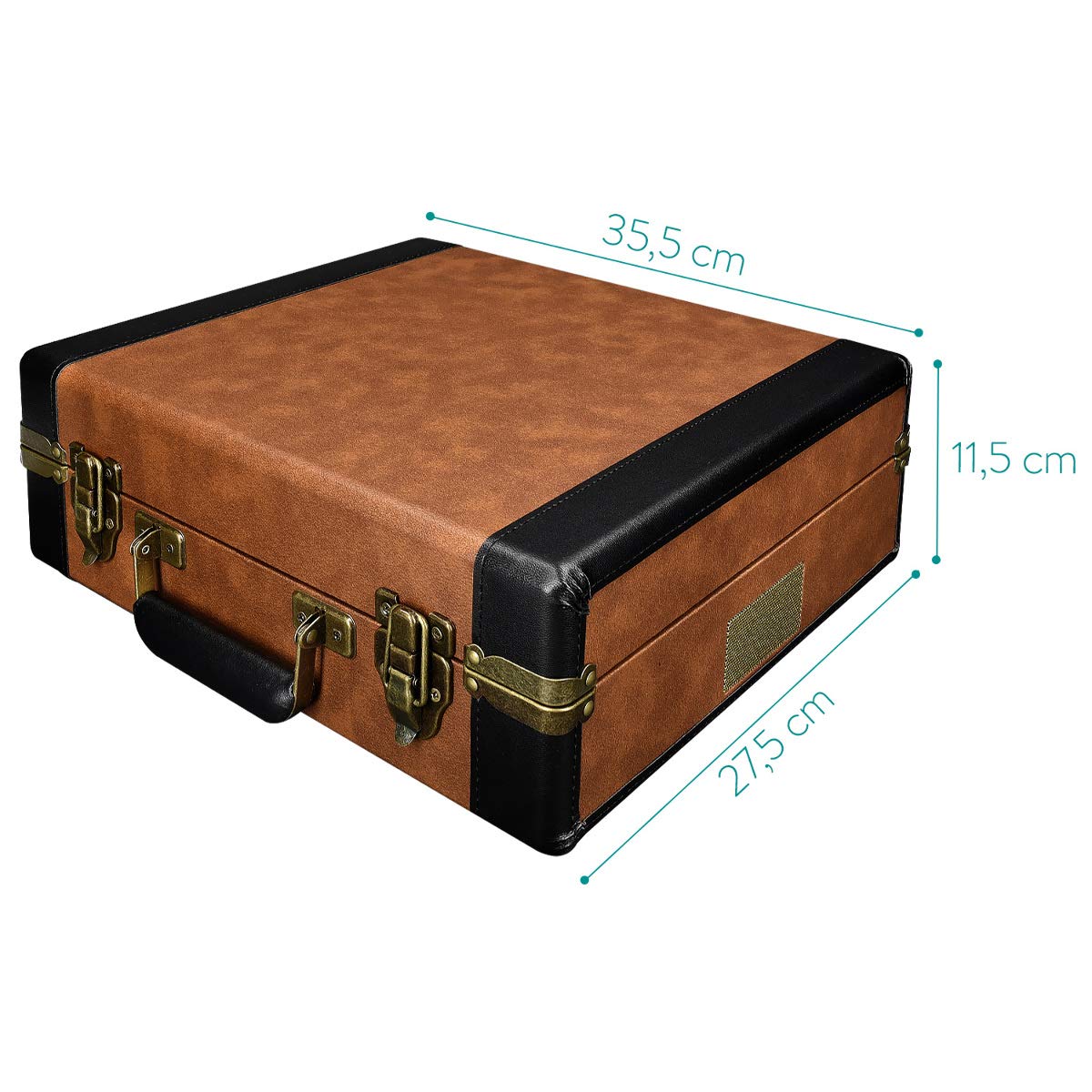 navaris-retro-koffer-plattenspieler-braun-schwarz-mit-usb-lautsprecher image 6